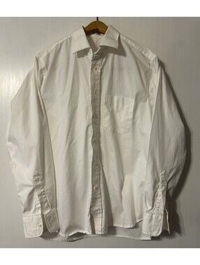 TTX Pinpoint Imported Cotton Men's Button Up Long Sleeve White 16 -35 L